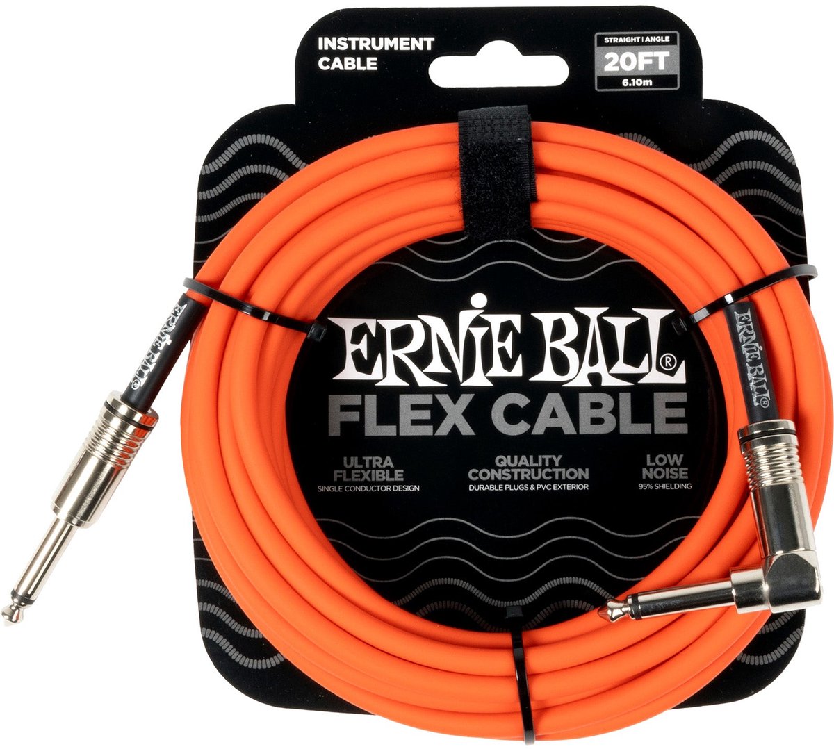 Ernie Ball 6467 Flex 6 meter instrumentkabel oranje haaks - recht