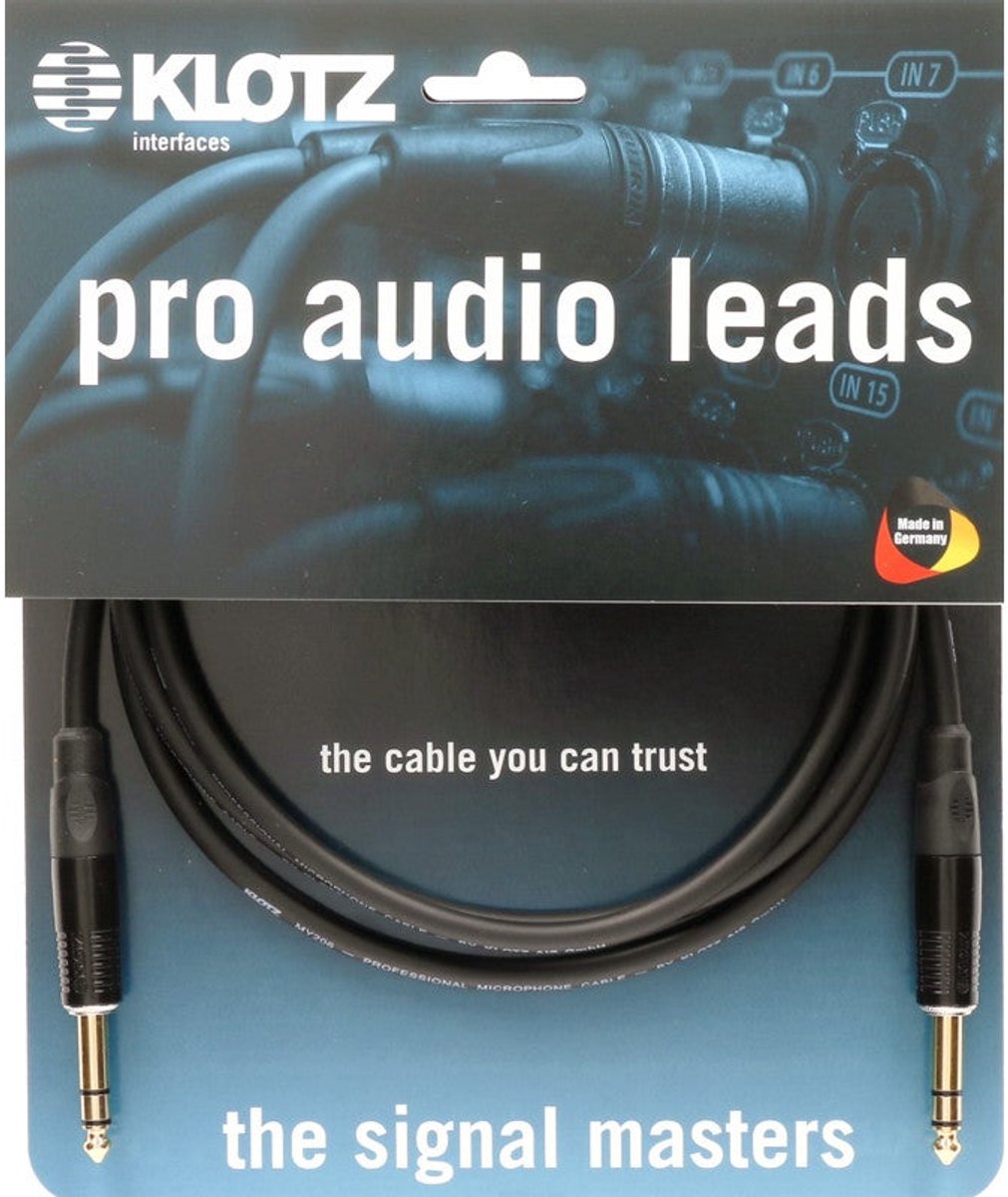 Klotz B-3 B3PP1K0750 audiokabel 6.3mm jack 3p verguld 7.5m