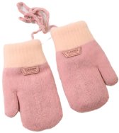 3 paar winterhandschoenen voor kinderen, gebreide handschoenen, rekbare wanten, Groen roze wit, 6-10 ans