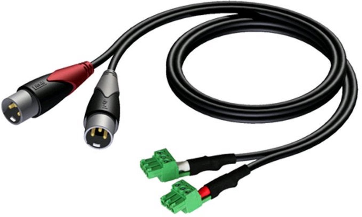 Procab CLA834 Classic 2x terminal block - 2x XLR male 1.5 meter
