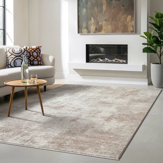 the carpet Nuvra– modern vloerkleed met vintage design, fluweelzacht, onderhoudsvriendelijk, Oeko-Tex gecertificeerd, beige, 80 x 150 cm