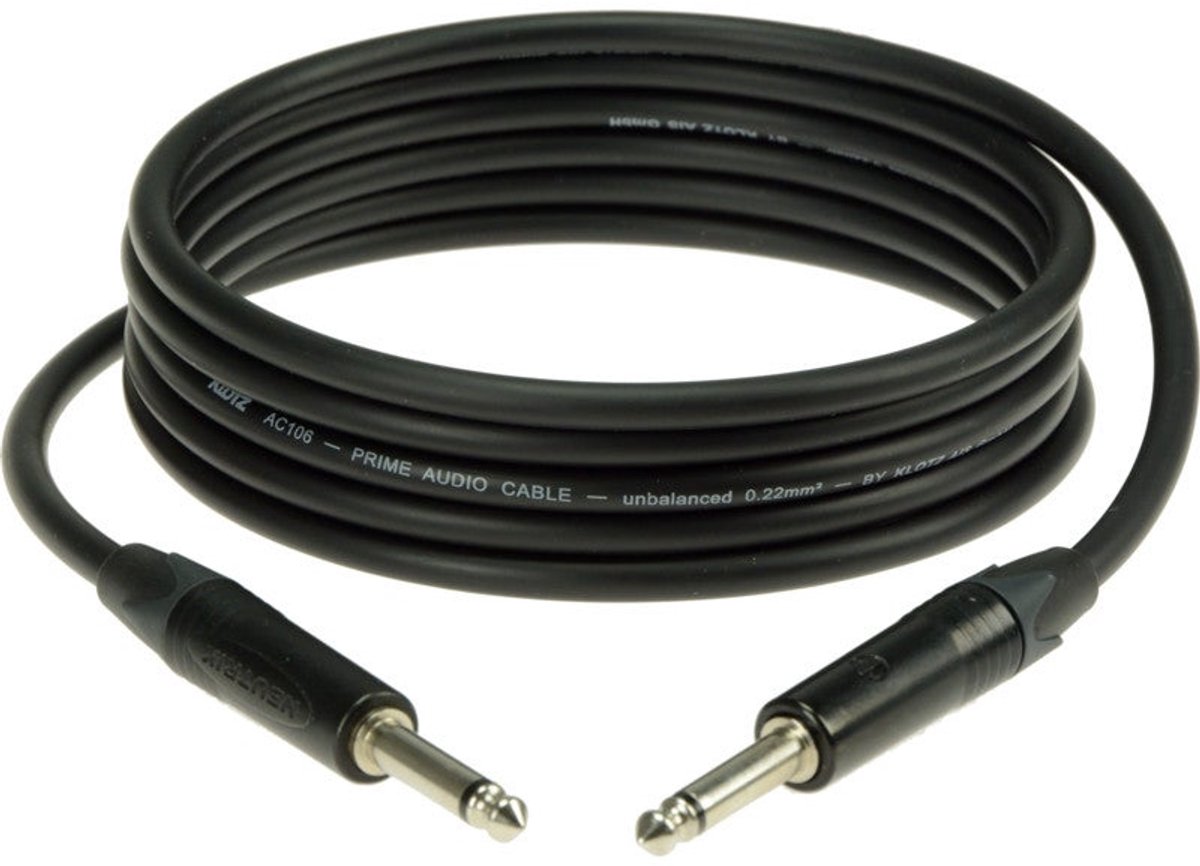 Klotz IKN03PPSW gitaarkabel met zwart chromen Neutrik 6.35mm jacks 3m