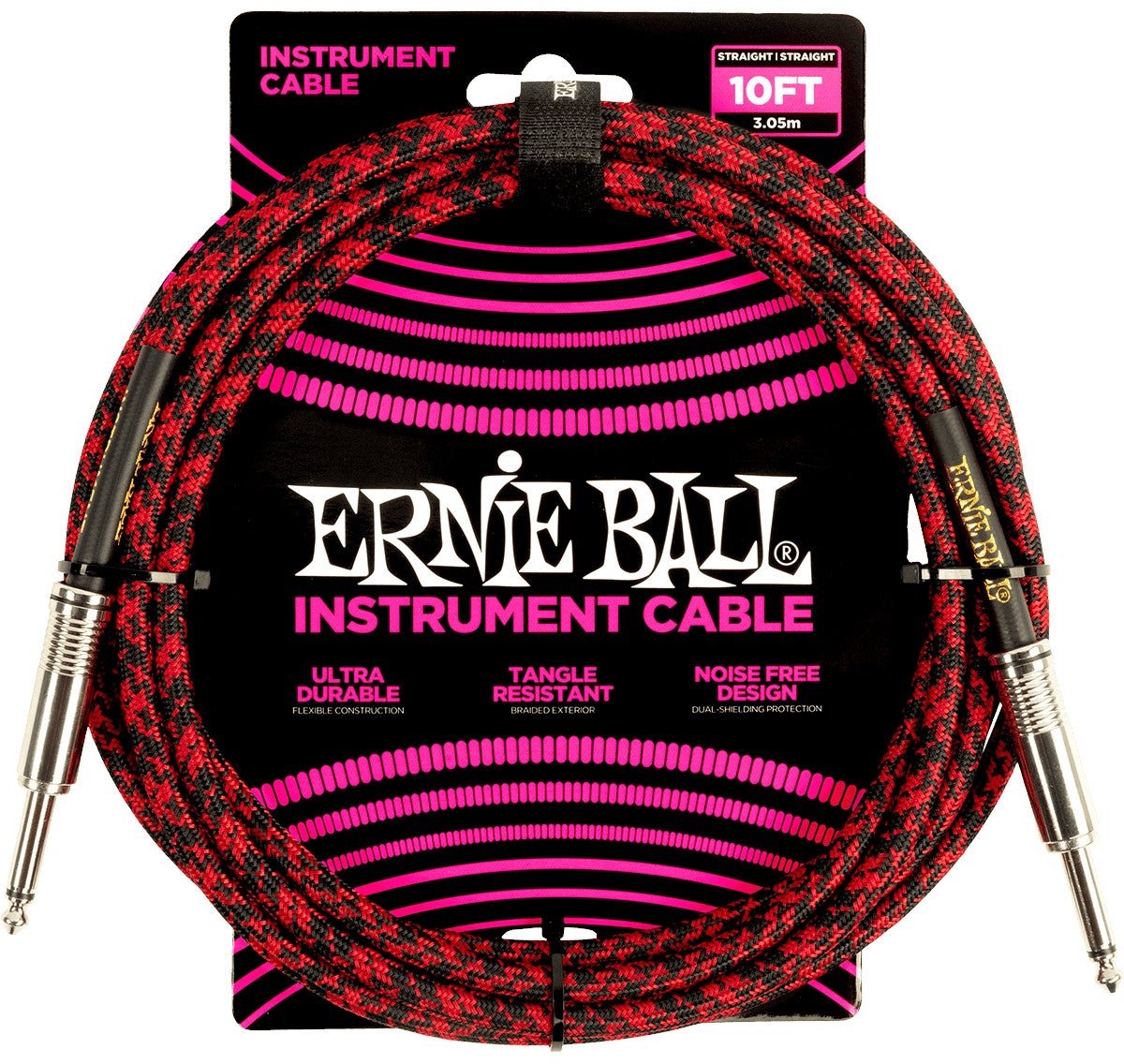 Ernie Ball 6394 braided instrument cable 3 meter rood