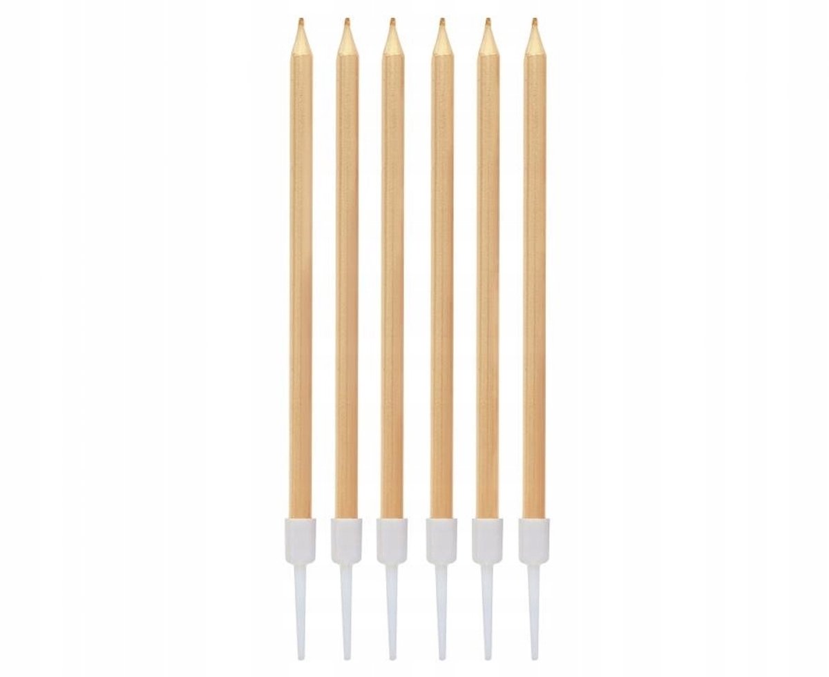 GoDan Metallic Kaarsen Licht Goud 13,5x0,4cm 6 st