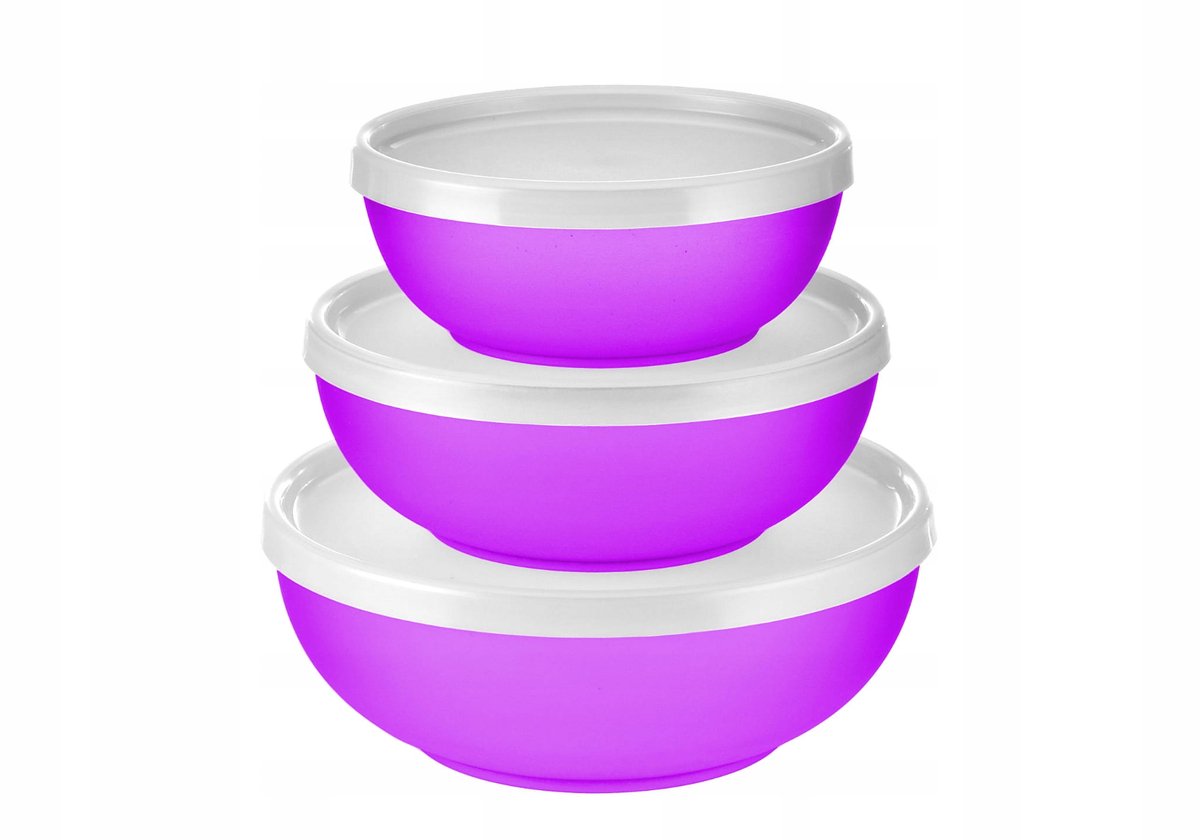 Set van 3 slakommen met deksels - Violet - 700 ml, 500 ml, 350 ml