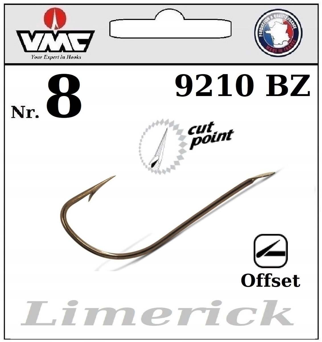 10x VMC Limerick Haken 9210 BZ Maat 8 Offset - Visgerei
