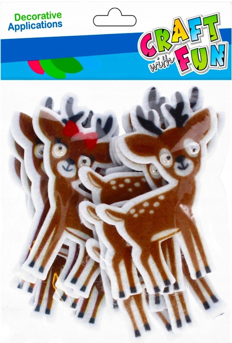 Zelfklevende Vilt Herten Kerst Decoratie - 12 Stuks