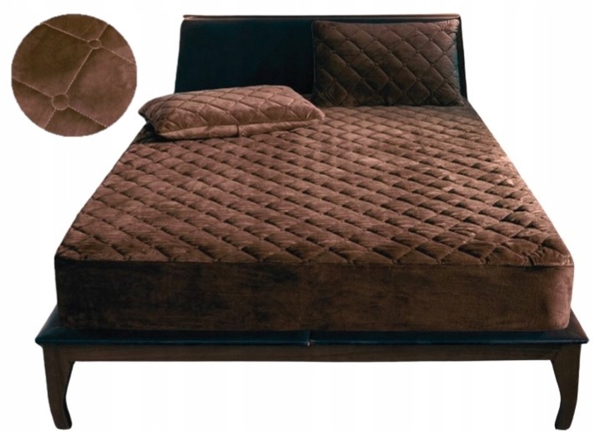 Waterdichte Matrashoes Velours Pluche Gevuld 180x200x30cm Bruin