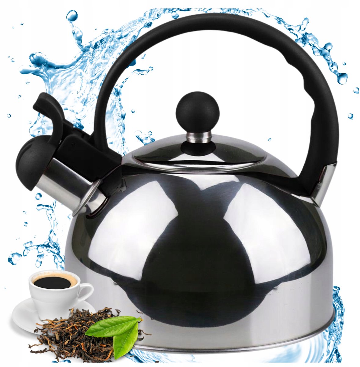 RVS Waterkoker met Fluitje - 2L - Inductie Geschikt - Zilver