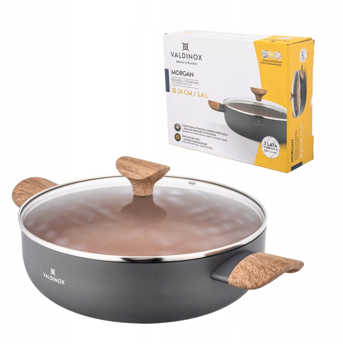 Valdinox Morgan steelpan 3,4L, inductie, antiaanbaklaag, 26cm