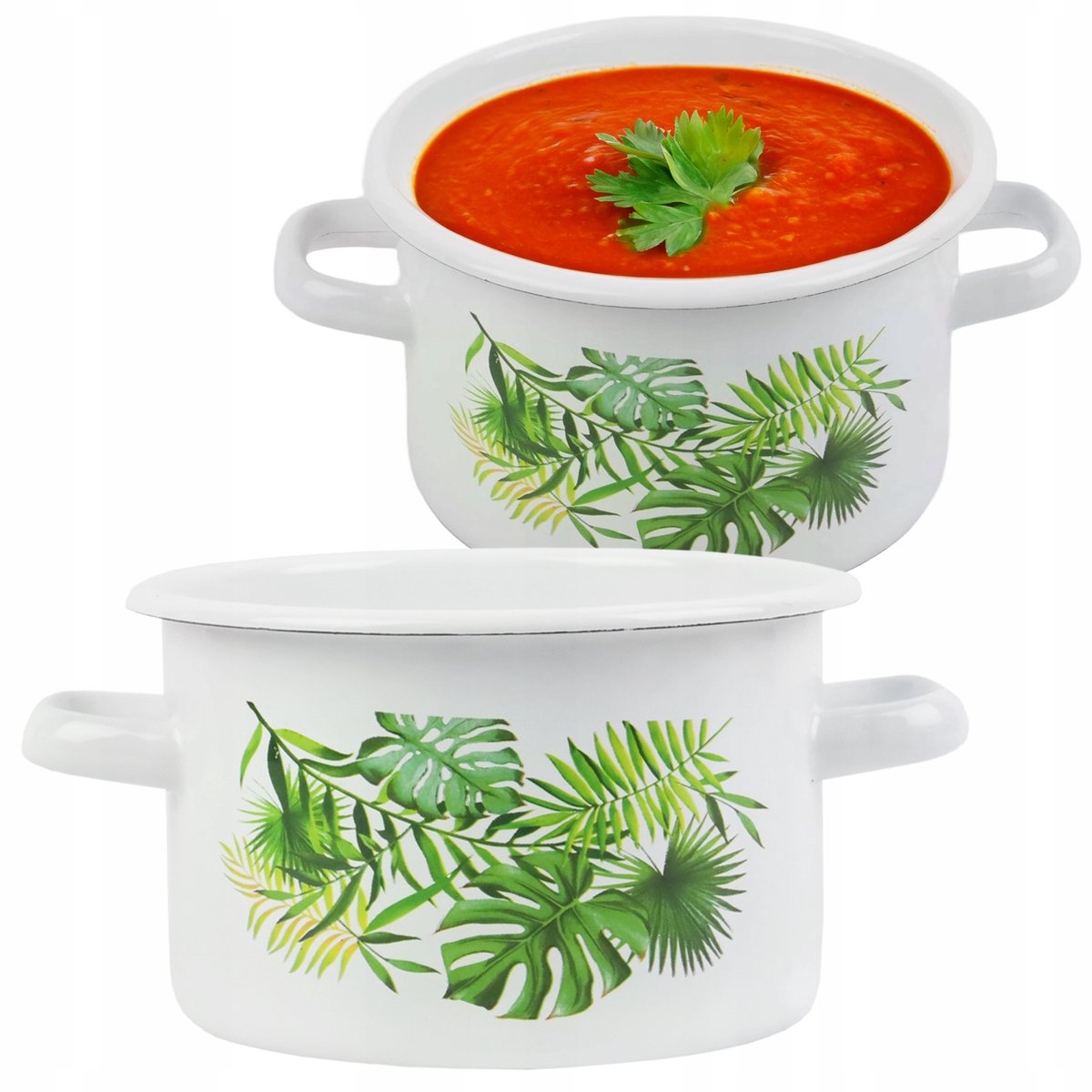 Traditionele Emaille Pan 4,5L - 22cm - Monstera Design - Gas & Inductie