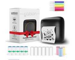 foto van Gatson Mini Printer - 300DPI - Inclusief 14 Rollen Papier (Sticker, Normaal & Kleur) + 5 pennen - Mini Printer voor Mobiel - Pocket Printer - Mobiele Fotoprinter - Schoolspullen - Journaling Producten