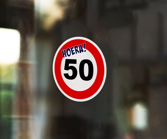 5x Raamsticker Verkeersbord 50 jaar - ø 15 cm - Geen lijmresten ...
