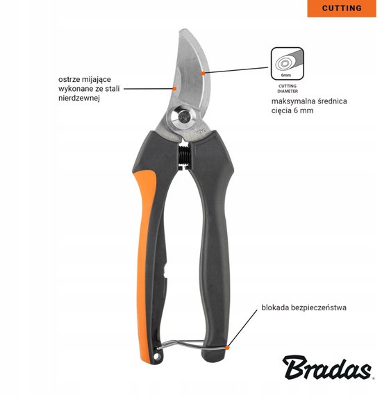 Bradas KT-V1045 V-Series Snoeischaar met Bypassmes - Roestvrij Staal van Bradas — afbeelding 2