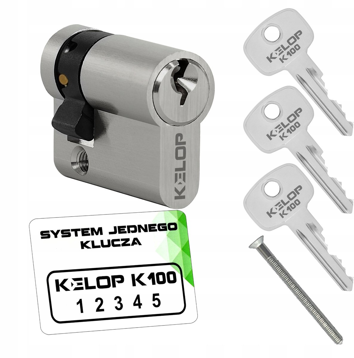 Kelop K100 cilinder 30/10 mm nikkel, verstelbare nok, systeem met één sleutel