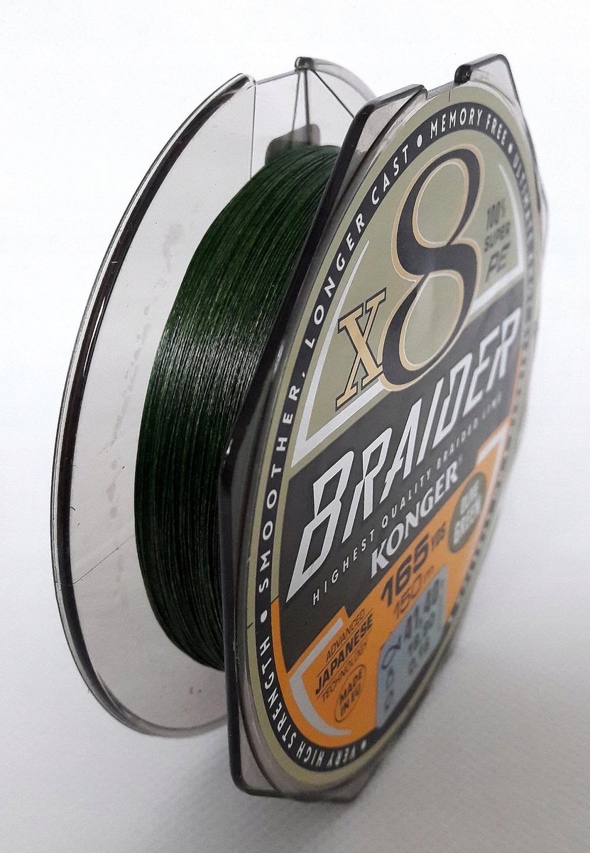 Konger Braider X8 0.16mm 150m Groene Vislijn - Sterk & Soepel