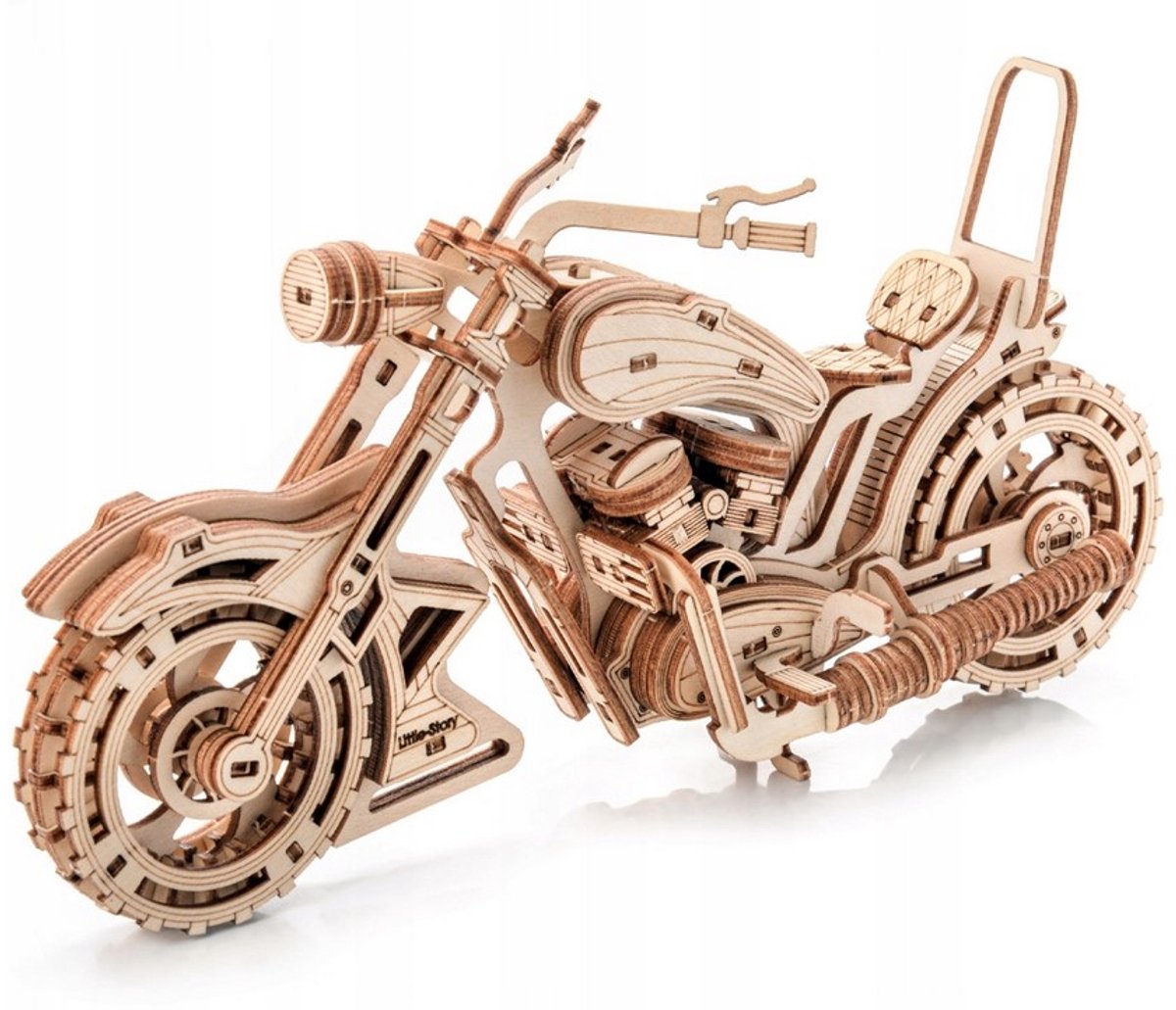 Houten 3D Puzzel Motor Chopper - Model Bouwpakket voor Jong en Oud