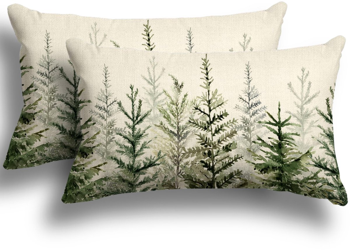 Unyqoos Set van 2 kerstkussenslopen voor decoratief gebruik in huis, 40 x 60 cm groen