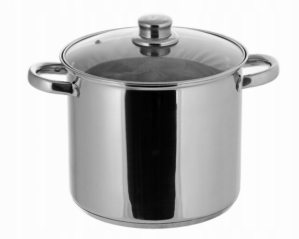 RVS Kookpan 5L met Glazen Deksel - 20cm
