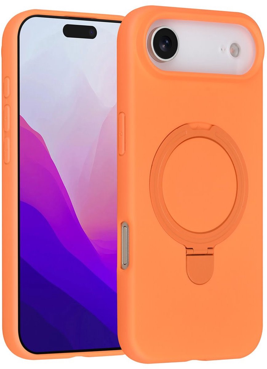TUNIQ Back cover iPhone 17 Air - Magsafe Met Ring Stand - Tangerine Orange