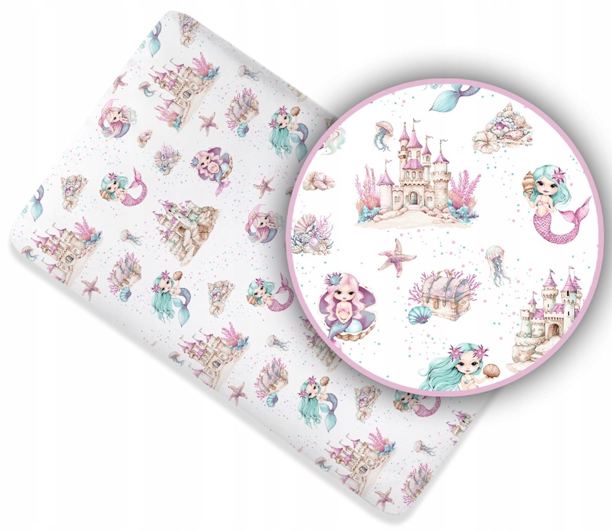 Ankras Kinderledikant Laken Katoen 140x70cm met Elastiek - Zeemeermin