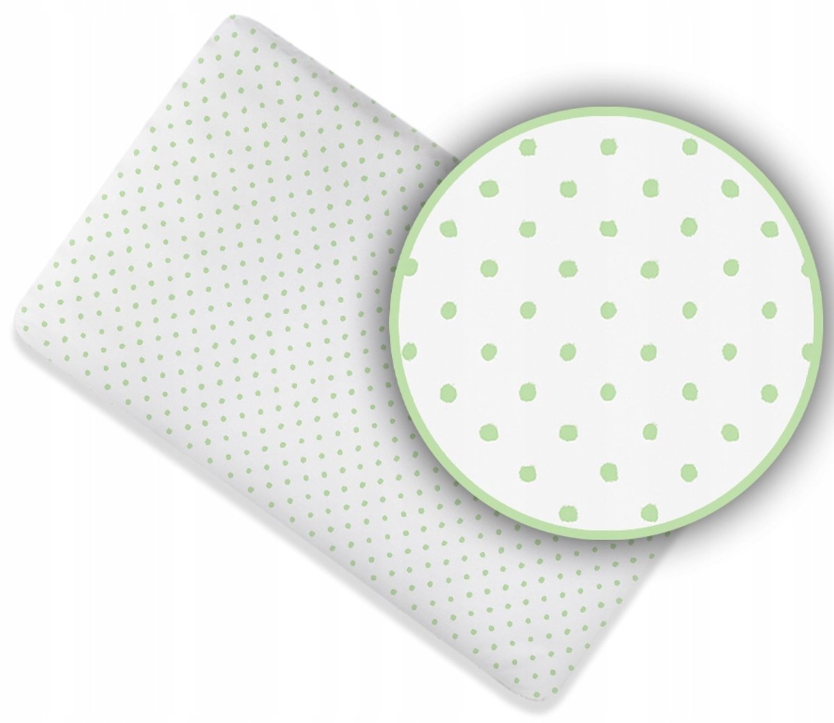 Katoenen Hoeslaken met Elastiek 90x50cm - Groene Stippen