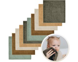 Funnies Spuugdoekjes 10-Pack Aardetinten - Set van 10 Zachte Spuugdoeken, Monddoekjes, Kwijldoekjes - 30x30 cm - 100% Katoenen Badstof - Absorberend, Sneldrogend en Zacht - Wasmachinebestendig - Perfect voor Gevoelige Babyhuid bij Voeden en Kwijlen