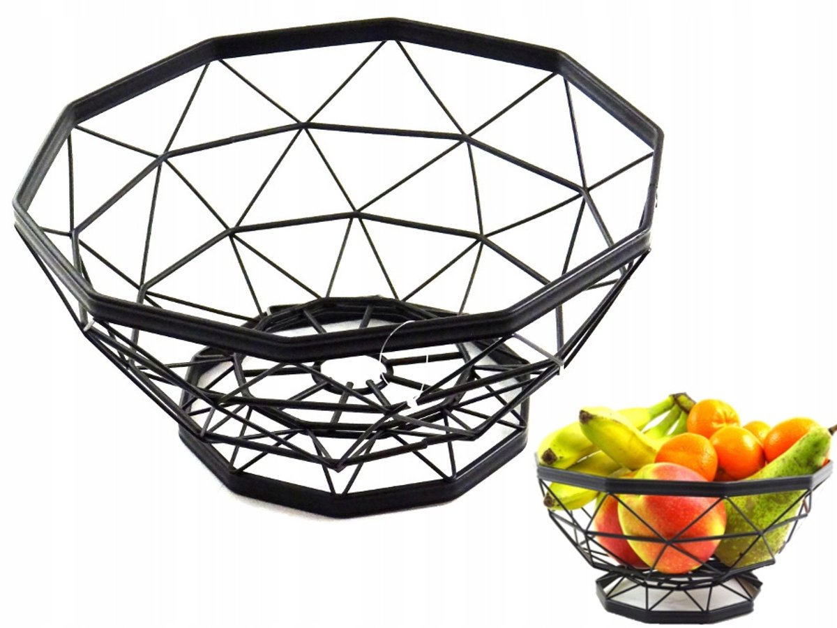 Stalen Fruitmand Staand - Zwarte Metaal Decoratie - 31cm