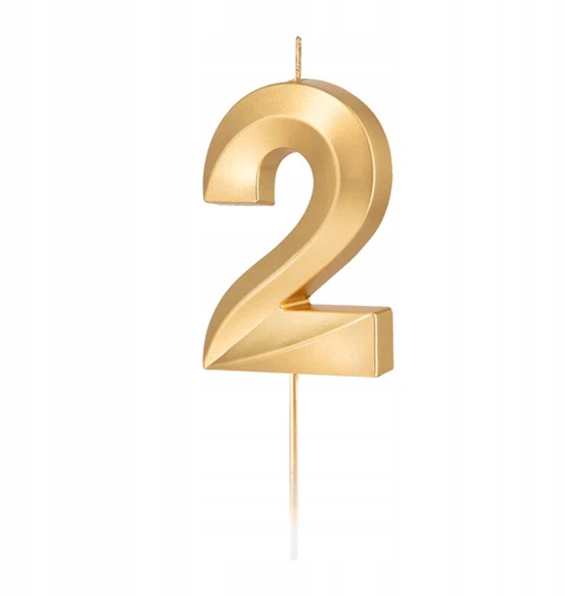 Gouden Kaars Cijfer 2 - Verjaardag Decoratie