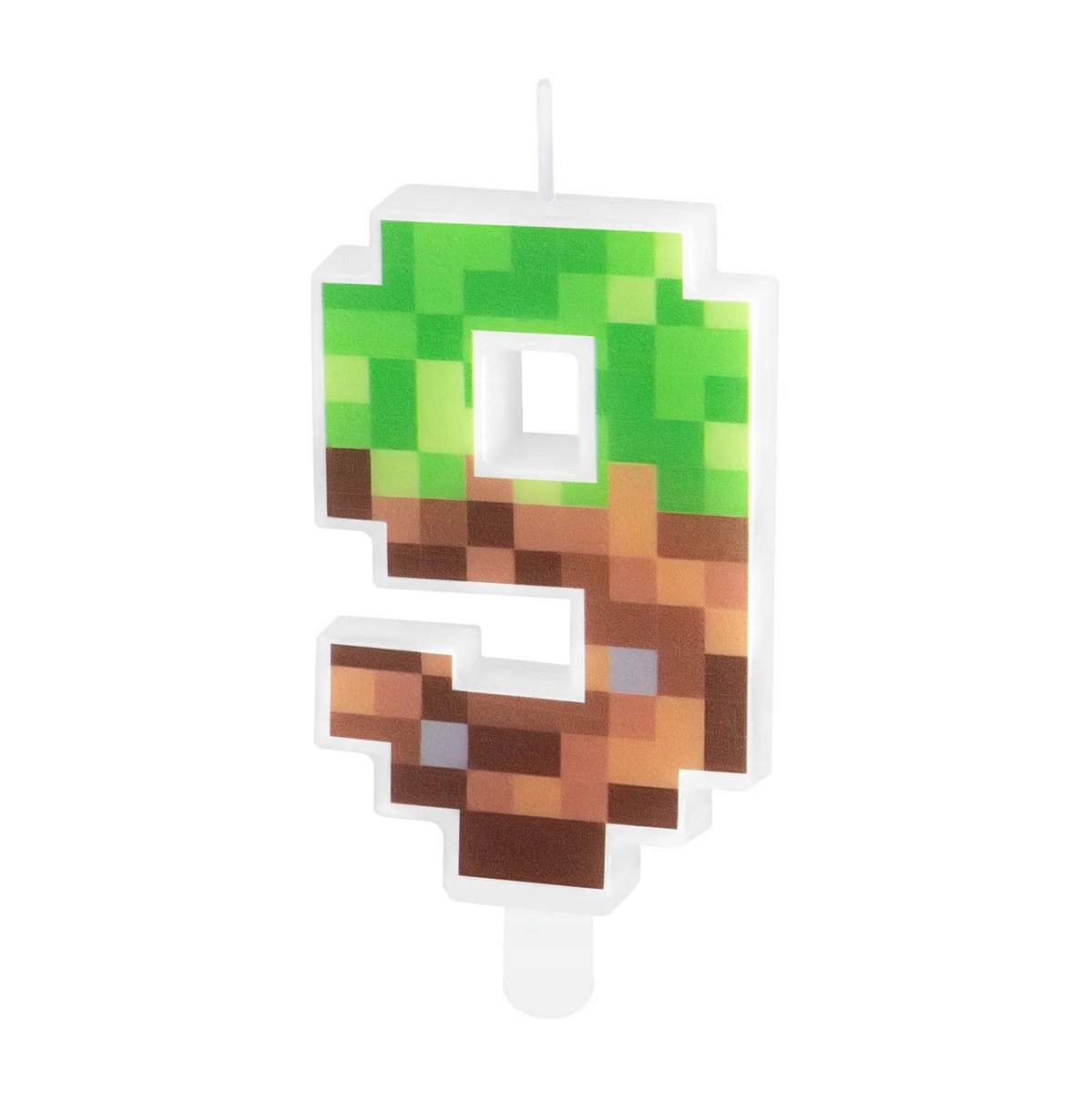 Pixel Kaars Cijfer 9 Verjaardag Minecraft Stijl