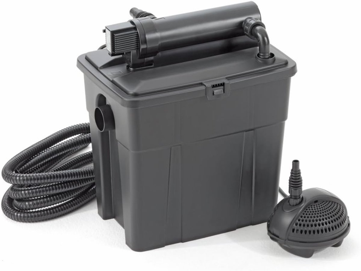 VIN® Vijverfilter – Vijverfilter Complete Set – Vijver Filter Incl. Indicator voor Vervuilingsgraad en Watertemperatuur – Filterpomp – Stromingspomp – Algenbestrijding – Zorgt voor Schoon en Helder Water