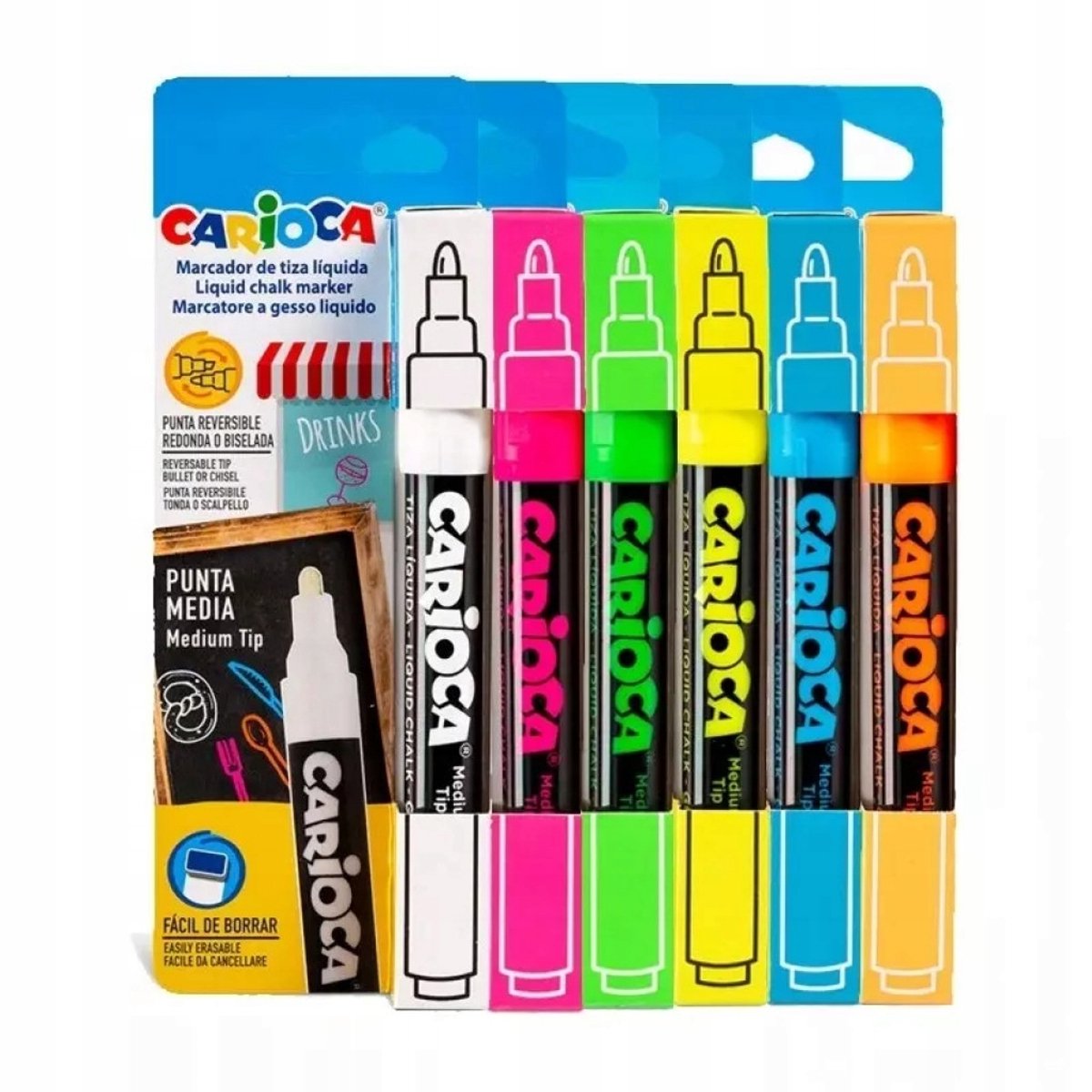 Carioca Stiften Set - 6 levendige kleuren