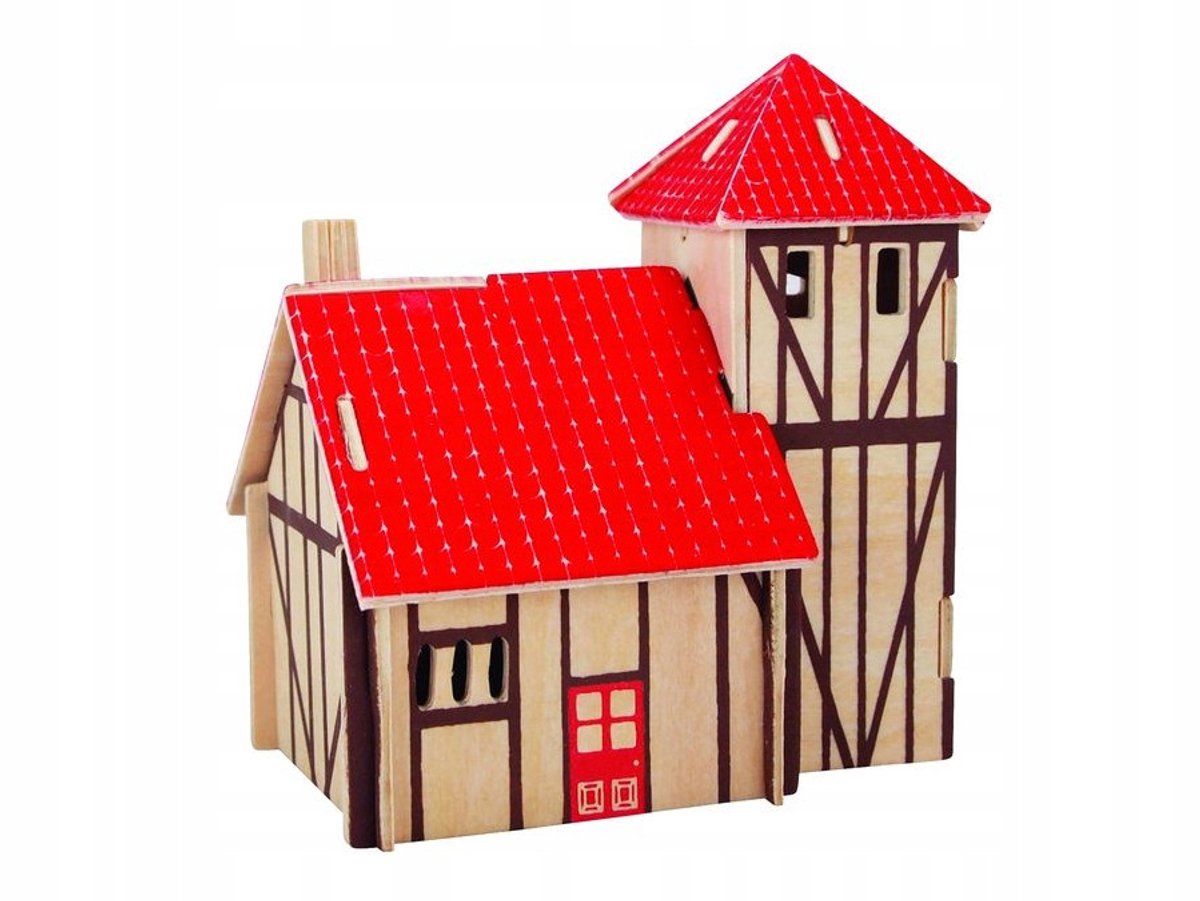 Houten 3D Villa Puzzel PH030 - Creatief Bouwen voor Kinderen