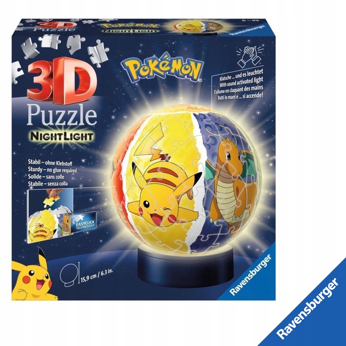 Ravensburger 3D Pokémon Puzzelbal 72 elementen - licht gebied