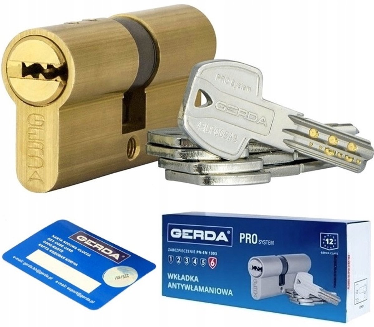 Gerda Pro System Antidiefstal Cilinder 30/35mm 65mm Messing