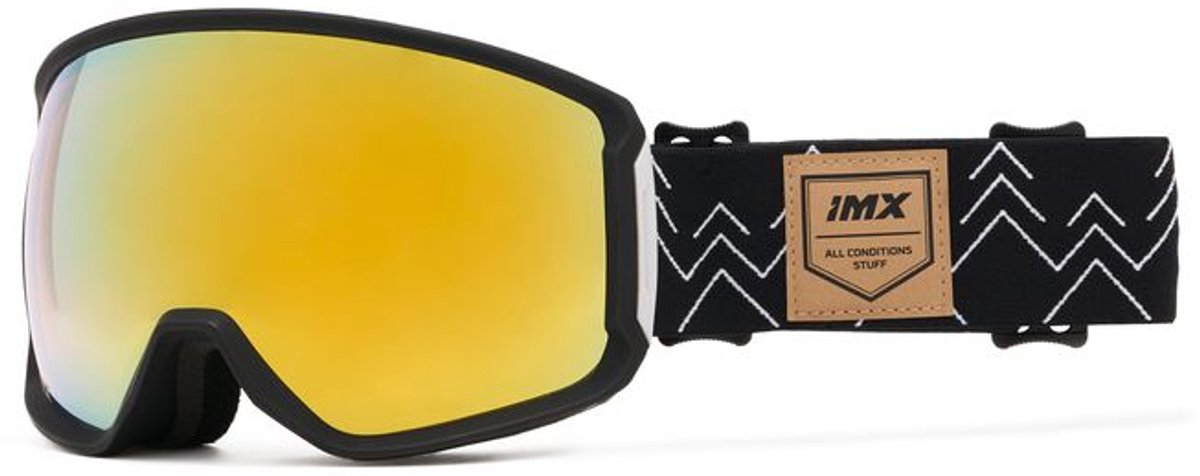 IMX Peak Skibril Zwart Mat/Grafisch - Dubbele Gouden Lens