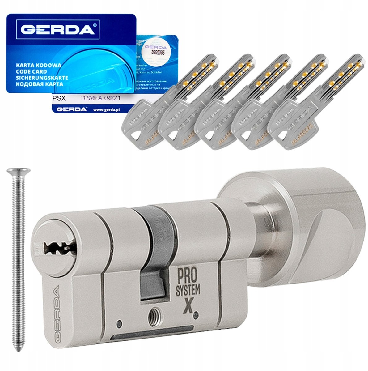 Gerda PSX 35G/45 Cilinder met knop - Nikkel - Klassen 6.2