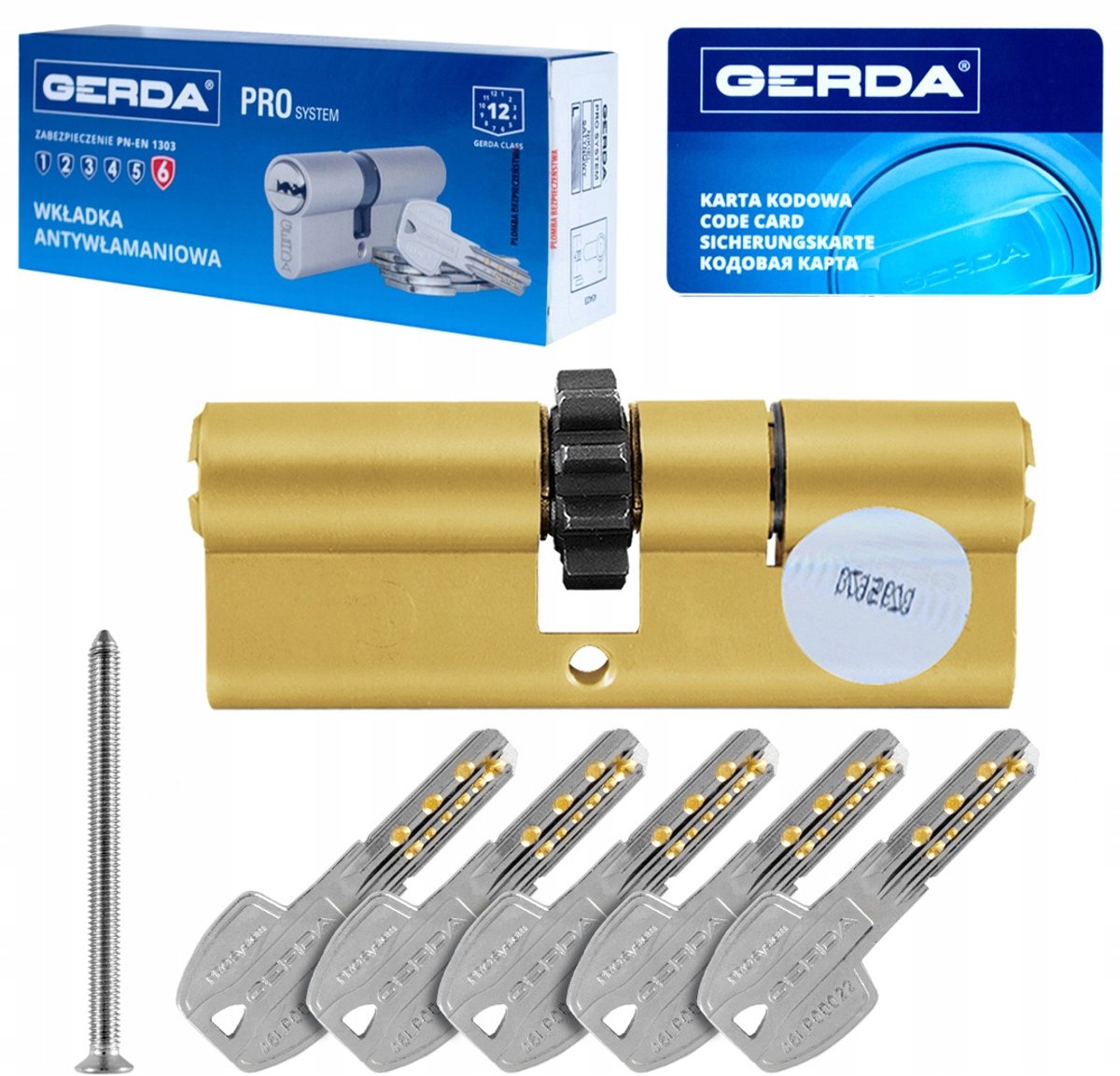 Gerda PROsystem Cilinder met Tandwiel 45/80 Messing - CERTIFICAAT C KL 6.2