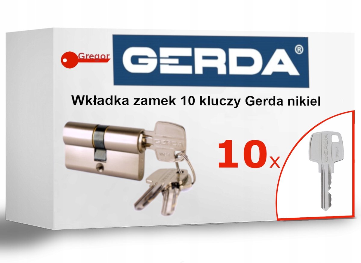 Gerda WKE1 Cilinder 40/40 Nikkel - 10 Sleutels