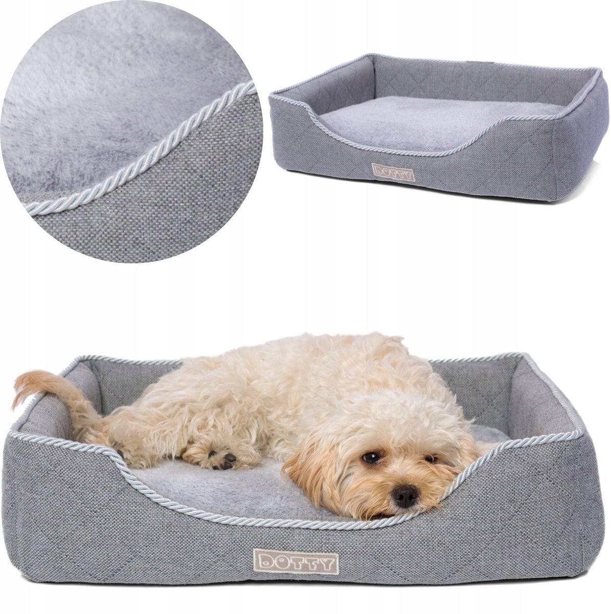 DOTTY Honden- en Kattenbed - Grijs Gevlamd - Maat L