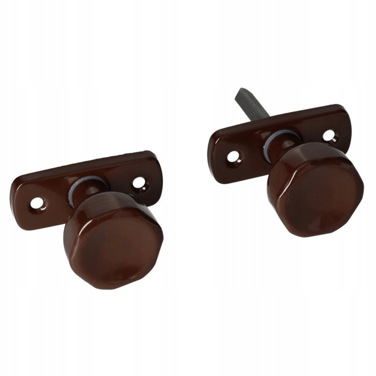 Draaiende Poortknop met Smal Schild - 32mm - Bruin