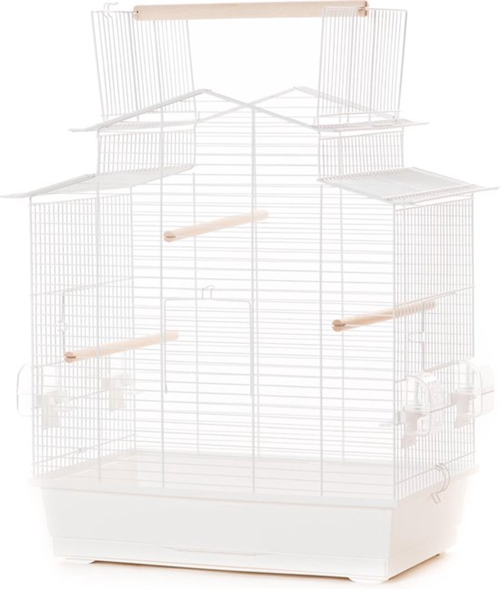 Vogelkooi - Parkietenkooi - Kanariekooi - voliere- 59 x 38 x 65cm - wit