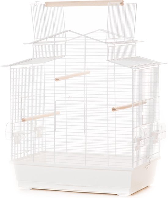 Vogelkooi - Parkietenkooi - Kanariekooi - voliere- 59 x 38 x 65cm - wit