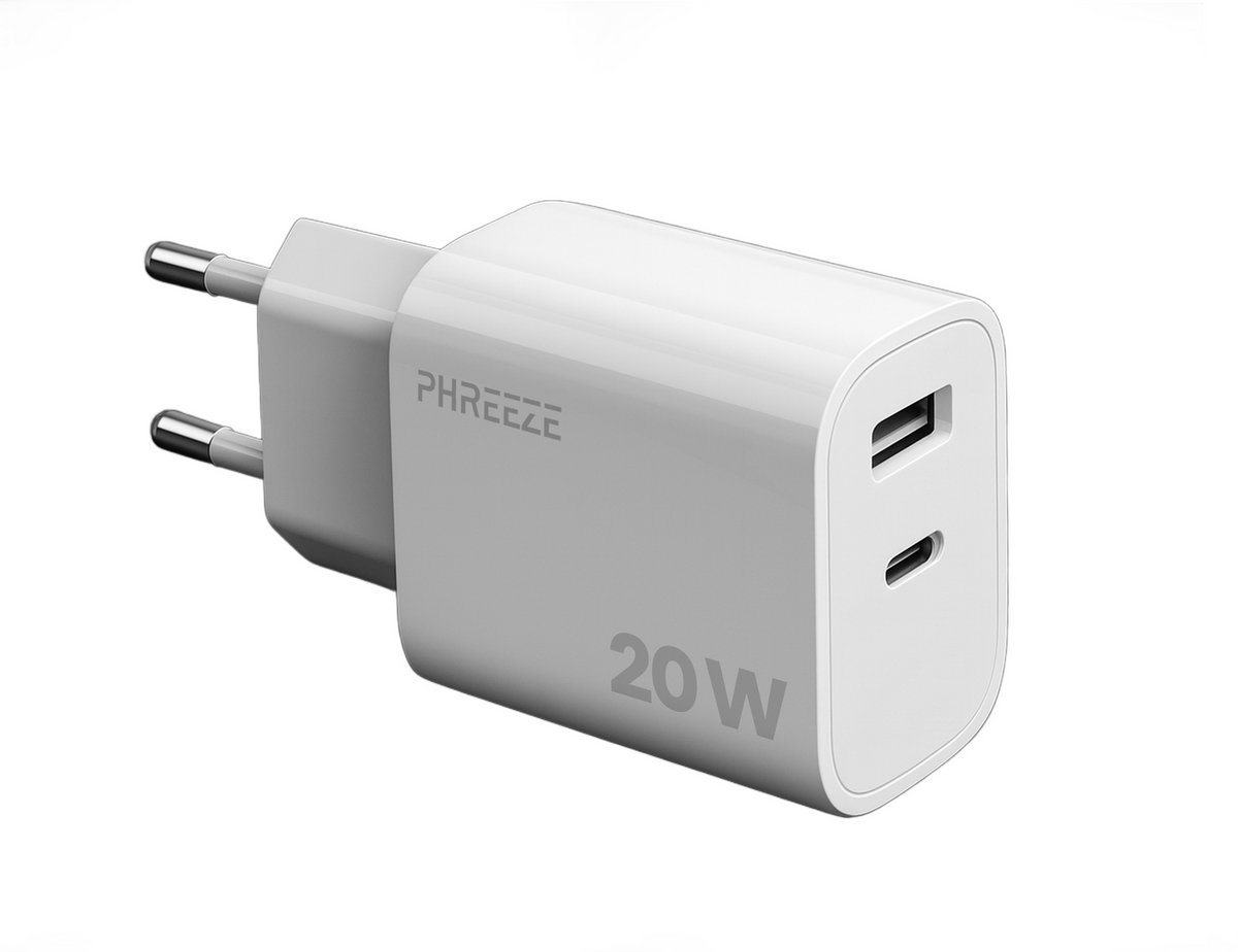 Usb C adapter 20w - dubbele usb & usb C oplader - 2 poorten - Usb stekker - Snellader - Wit