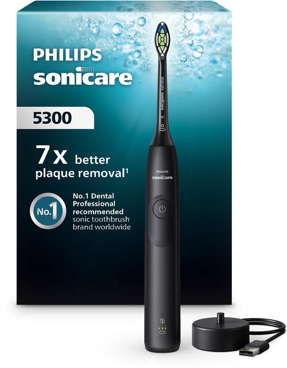 Philips Sonicare 5300 Series - Elektrische Tandenborstel - Zwart - Wittere tanden - HX7101/01