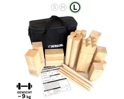 Kubb Spel Original Rubberhout - Wedstrijd set - Inclusief Stevige Draagtas - Familiespel voor Kinder