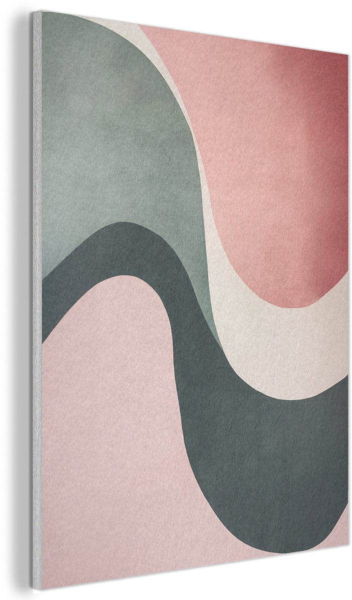 Akoestisch wandpaneel 50x70 cm - Vilt schilderij Abstract - Golven - Sierlijk - Roze - Akoestische panelen - Geluidsdempende wanddecoratie - Geluidsisolatie woonkamer - Muurdecoratie geluidspanelen
