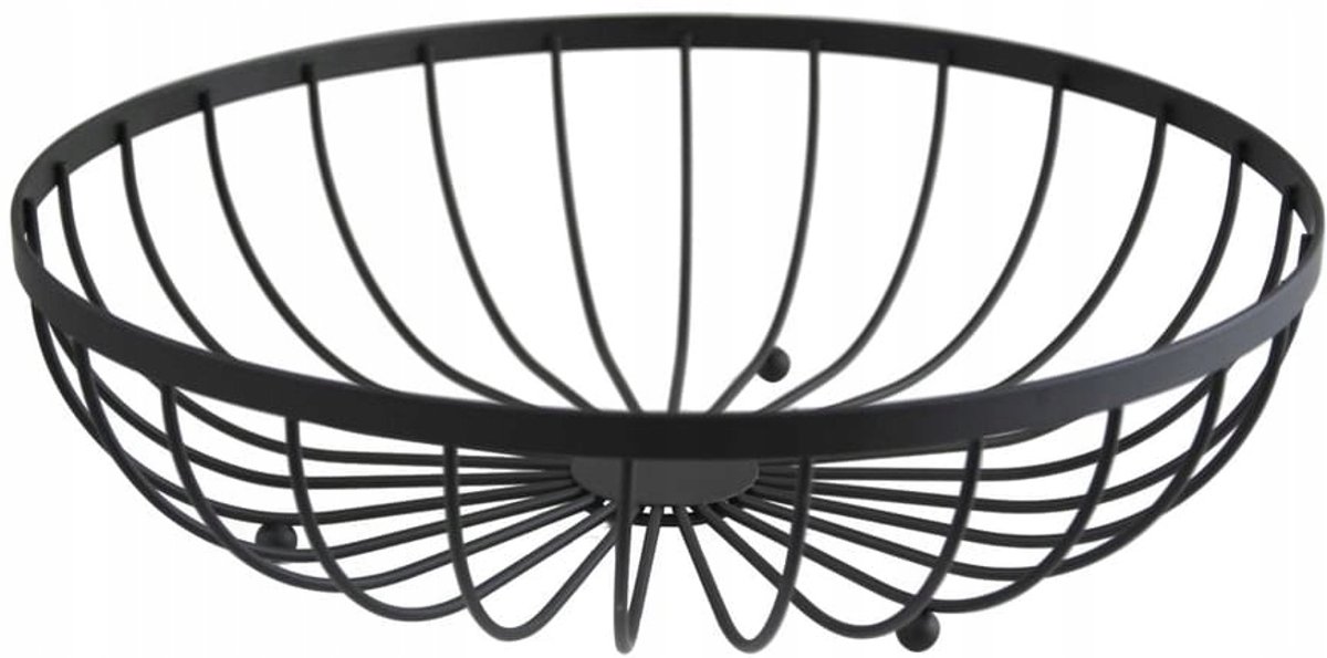 Zwarte Metalen Fruitmand 30 cm - Stijlvolle Keuken Decoratie