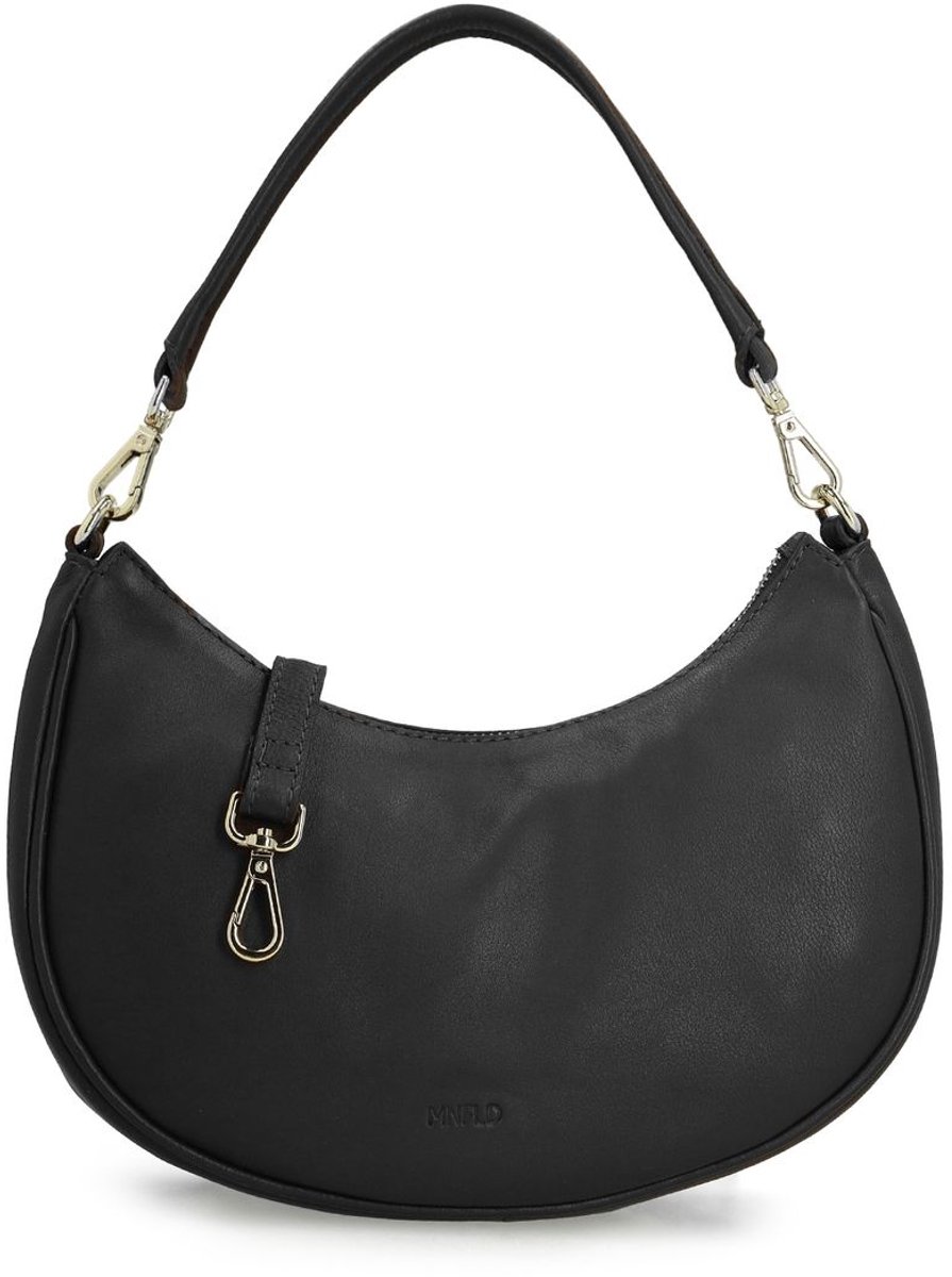Manfield - Zwarte leren handtas