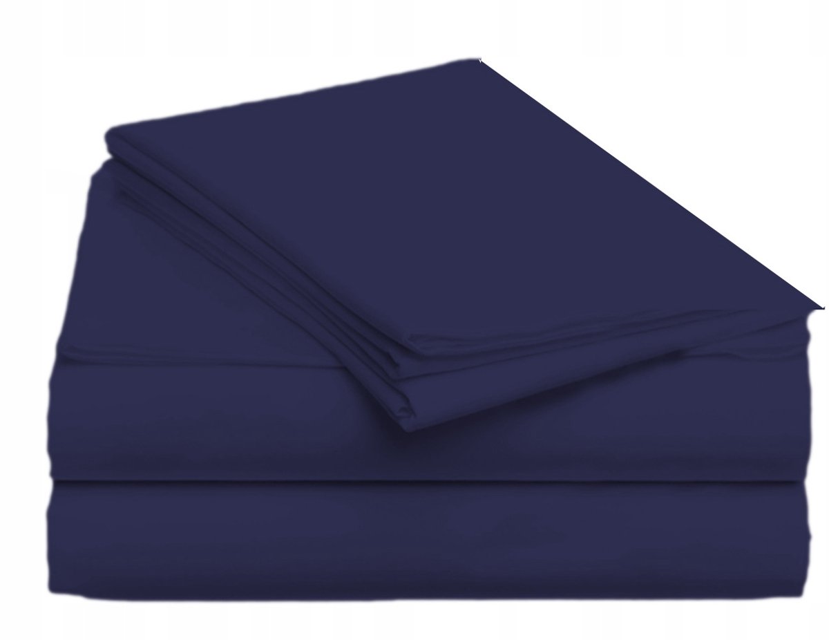 Katoenen Hoeslaken 160x210cm - Traditioneel, Zonder Elastiek, Navy Blauw